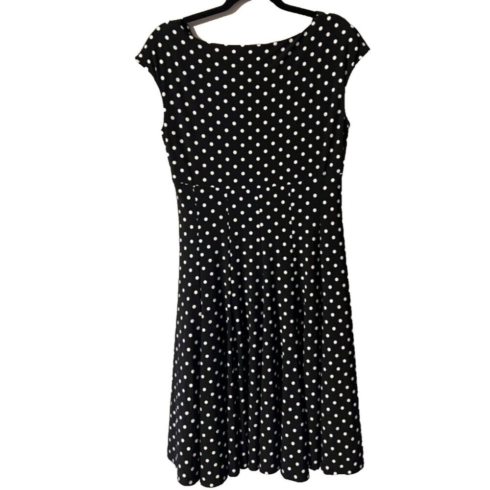 American Living Ralph Lauren Dress 14 Ivory Black Polka Dot Stretch Washable - Picture 7 of 7